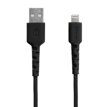 iHome Lightning to USB-A Cable with Wall Charger - Black, 6'