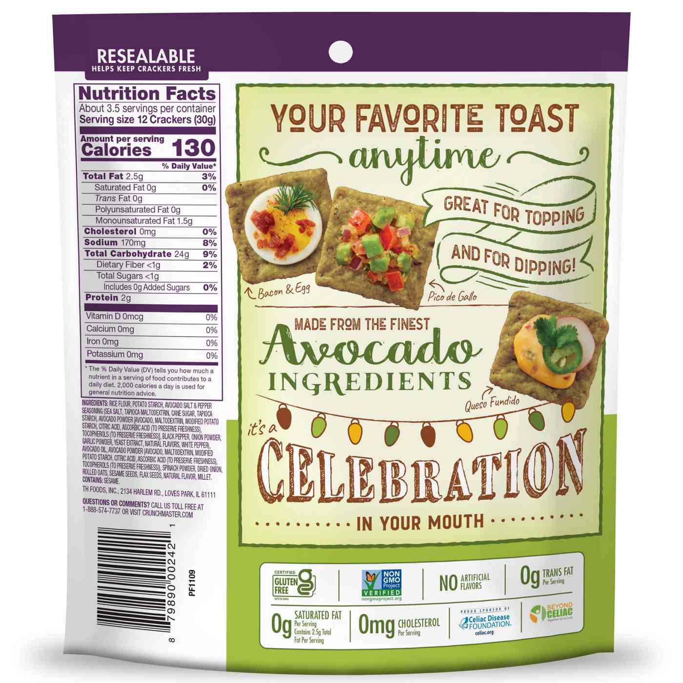 Crunchmaster Avocado Toast Salt & Pepper Rice Crackers Shop Crackers