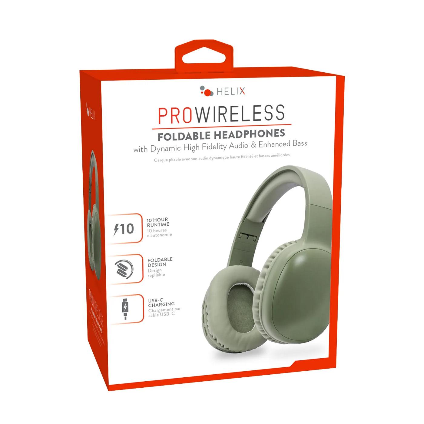 Helix Pro Wireless Foldable Bluetooth Headphones - Green