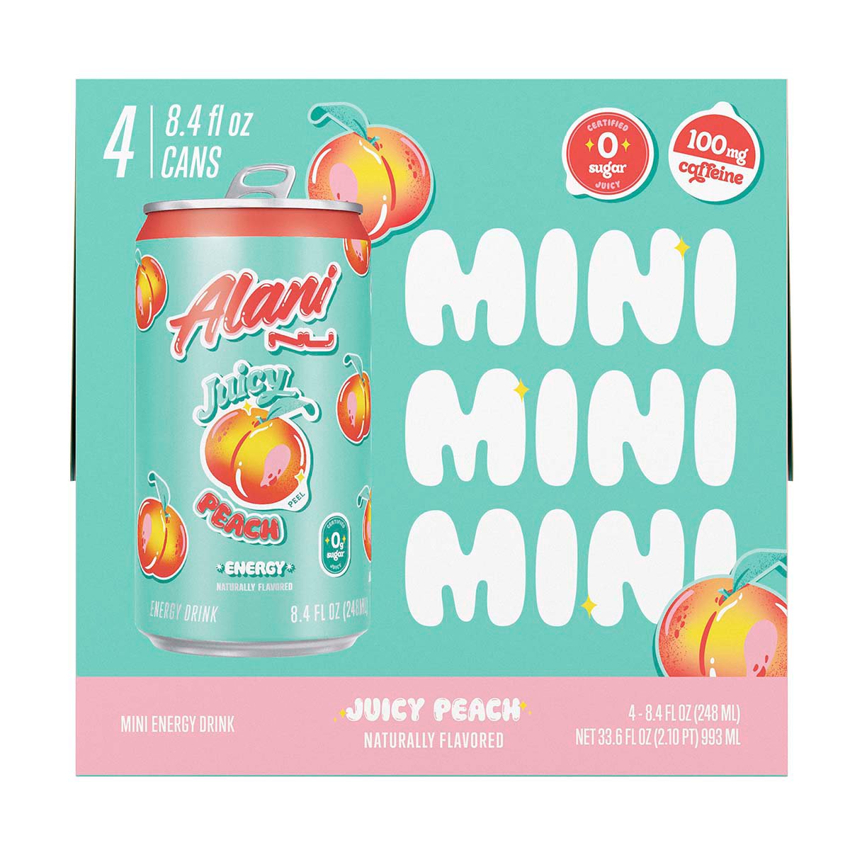 Alani Nu Zero Sugar Energy Drink Juicy Peach Mini 8.4 oz Cans Shop