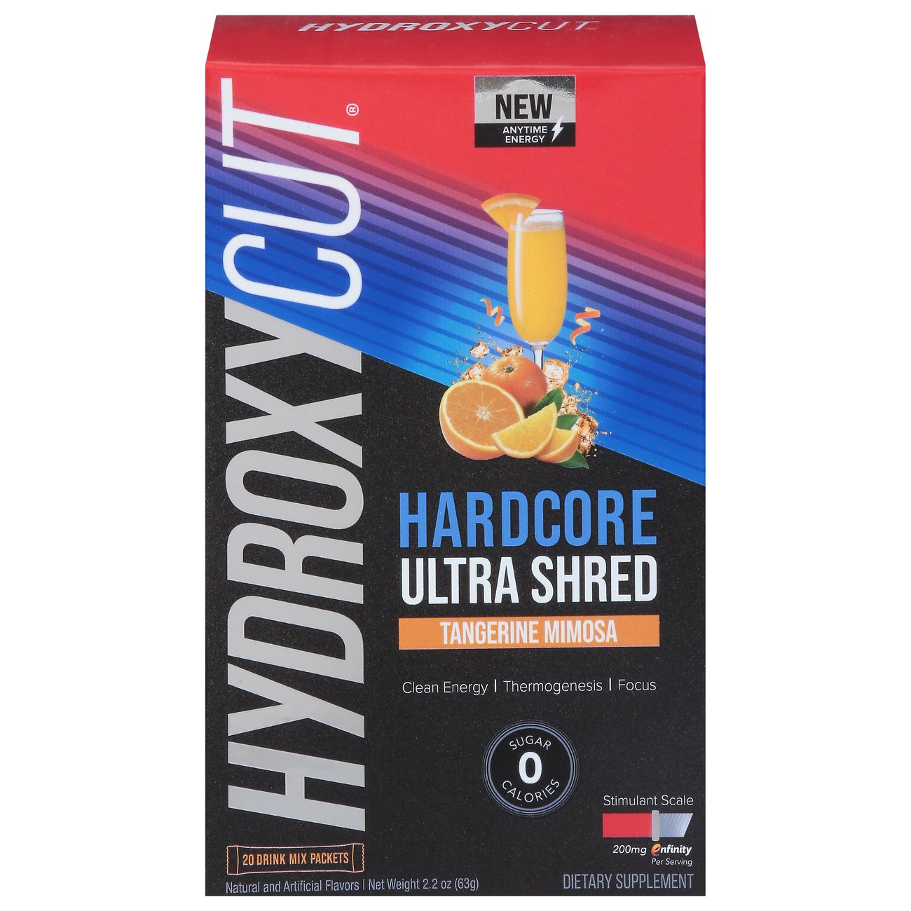 Hydroxycut Hardcore Ultra Shield Drink Mix Packets Tangerine Mimosa