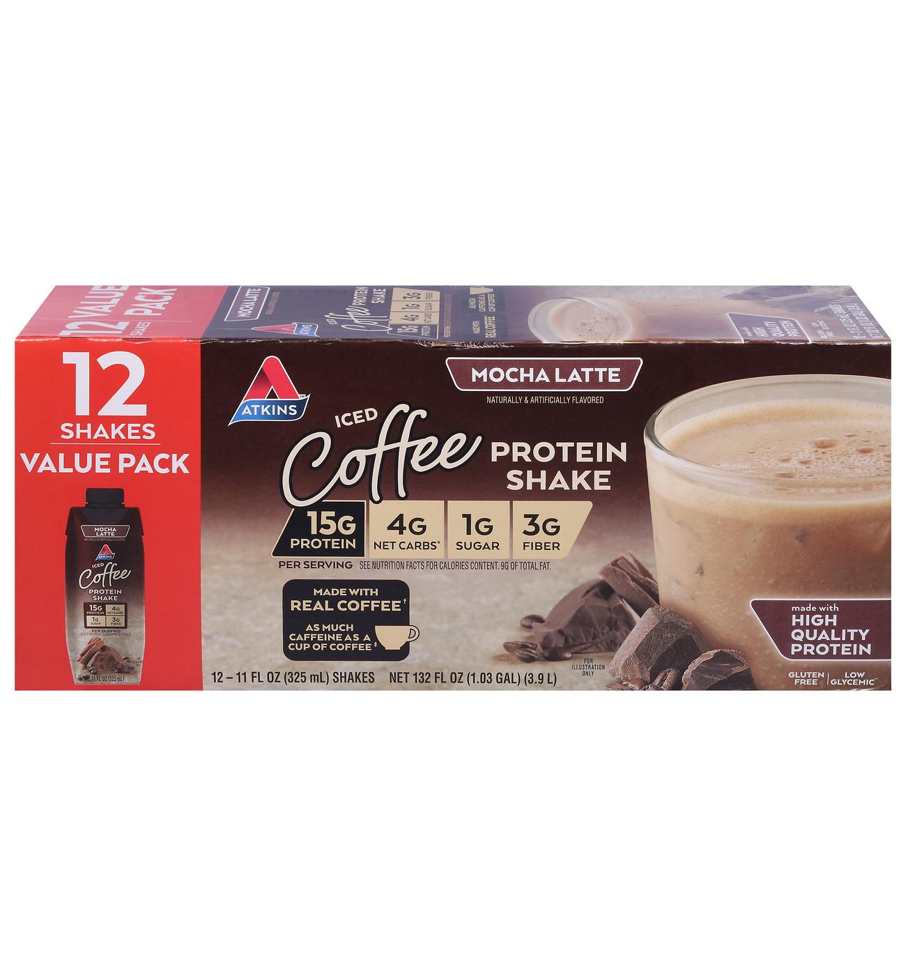 Atkins Iced Coffee 15G Protein Shake 12 pk - Mocha Latte; image 1 of 2