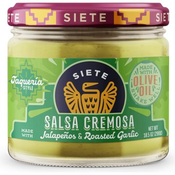 Siete Taqueria Style Cremosa Jalapenos & Roasted Garlic Salsa, 10.5 oz