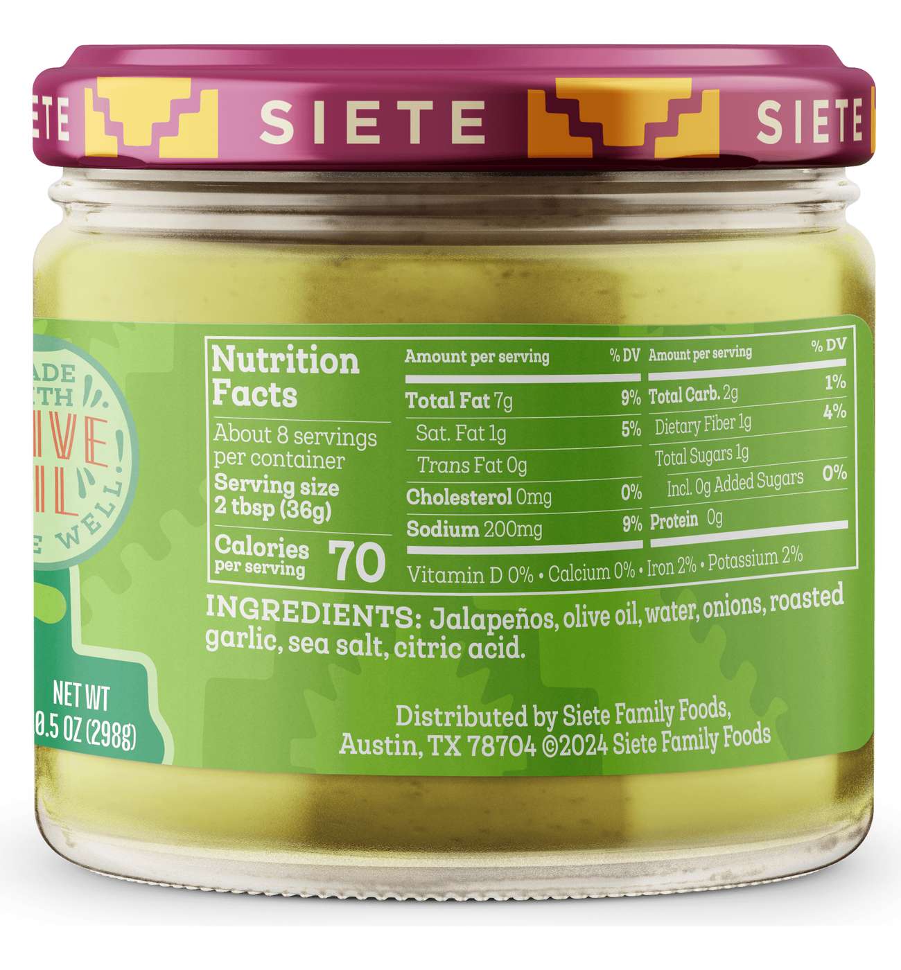 Siete Taqueria Style Cremosa Jalapenos & Roasted Garlic Salsa; image 2 of 4