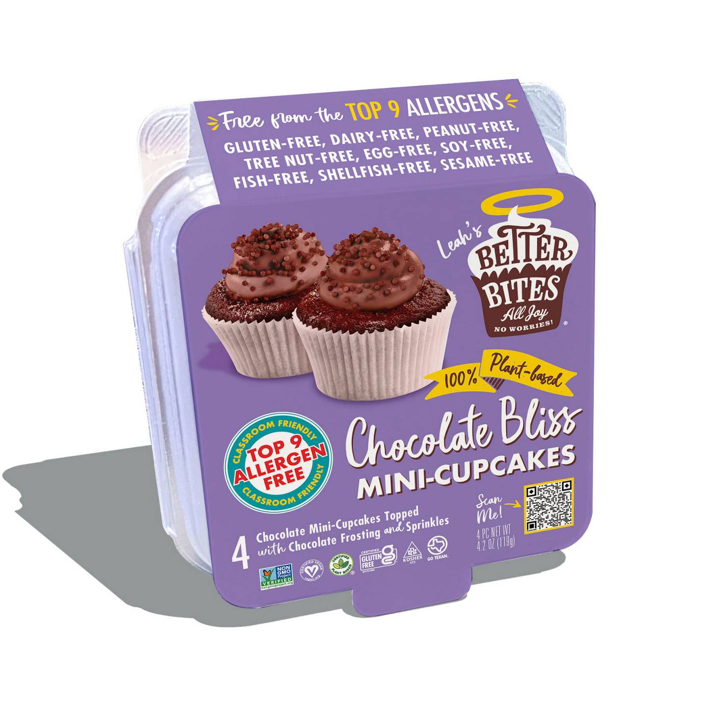 Leah's Better Bites Plant-Based Chocolate Bliss Mini Cupcakes; image 1 of 2