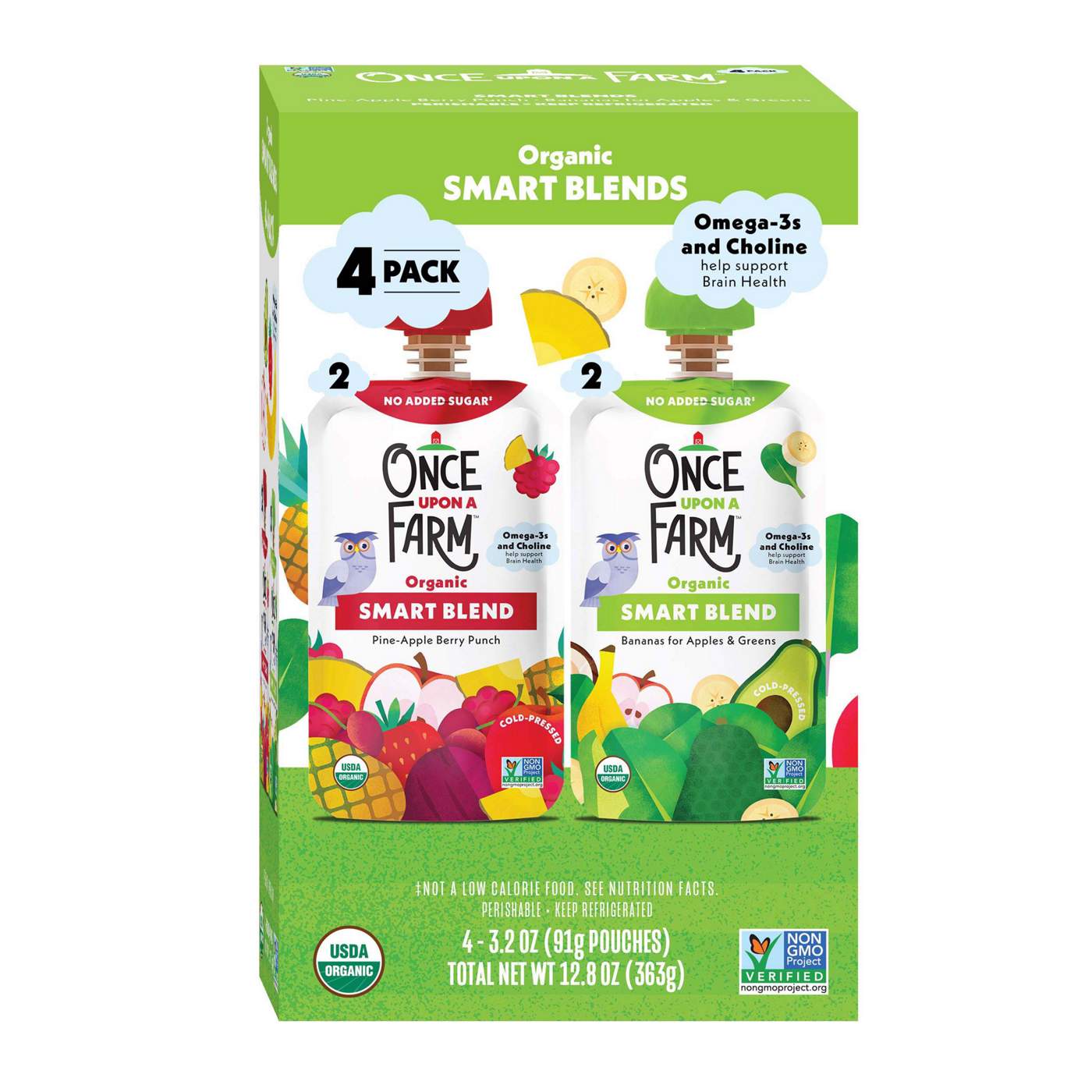 Once Upon a Farm Organic Smart Blend Pouches - Apple Greens & Pine-Apple; image 1 of 2