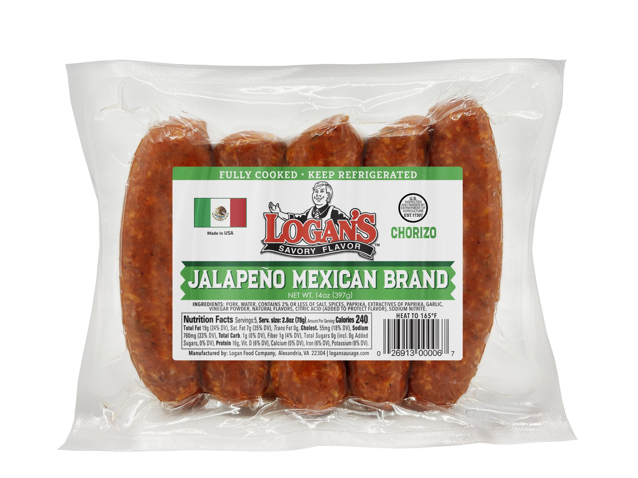 Logan's Savory Flavor Jalapeno Mexican Chorizo, 5 ct | Joe V's