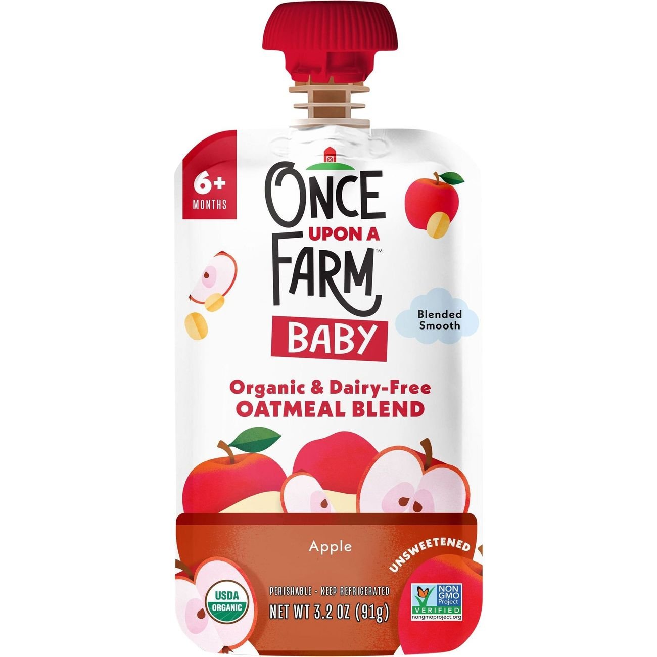 Once Upon a Farm Organic Oatmeal Blend Baby Food Pouch Apple Shop