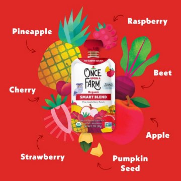Once Upon a Farm Organic Smart Blend Pouch - Pine-Apple Berry Punch
