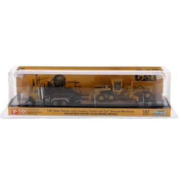 CAT 1/87 Semi Tractor with Lowboy Trailer & Diecast Machines