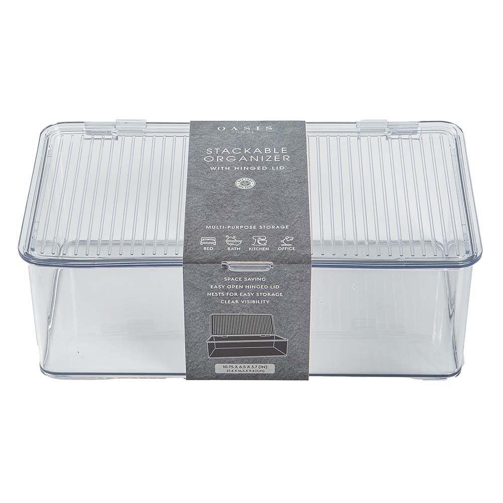 Oasis Home Stackable Organizer with Hinged Lid Shop Storage Bins at HEB