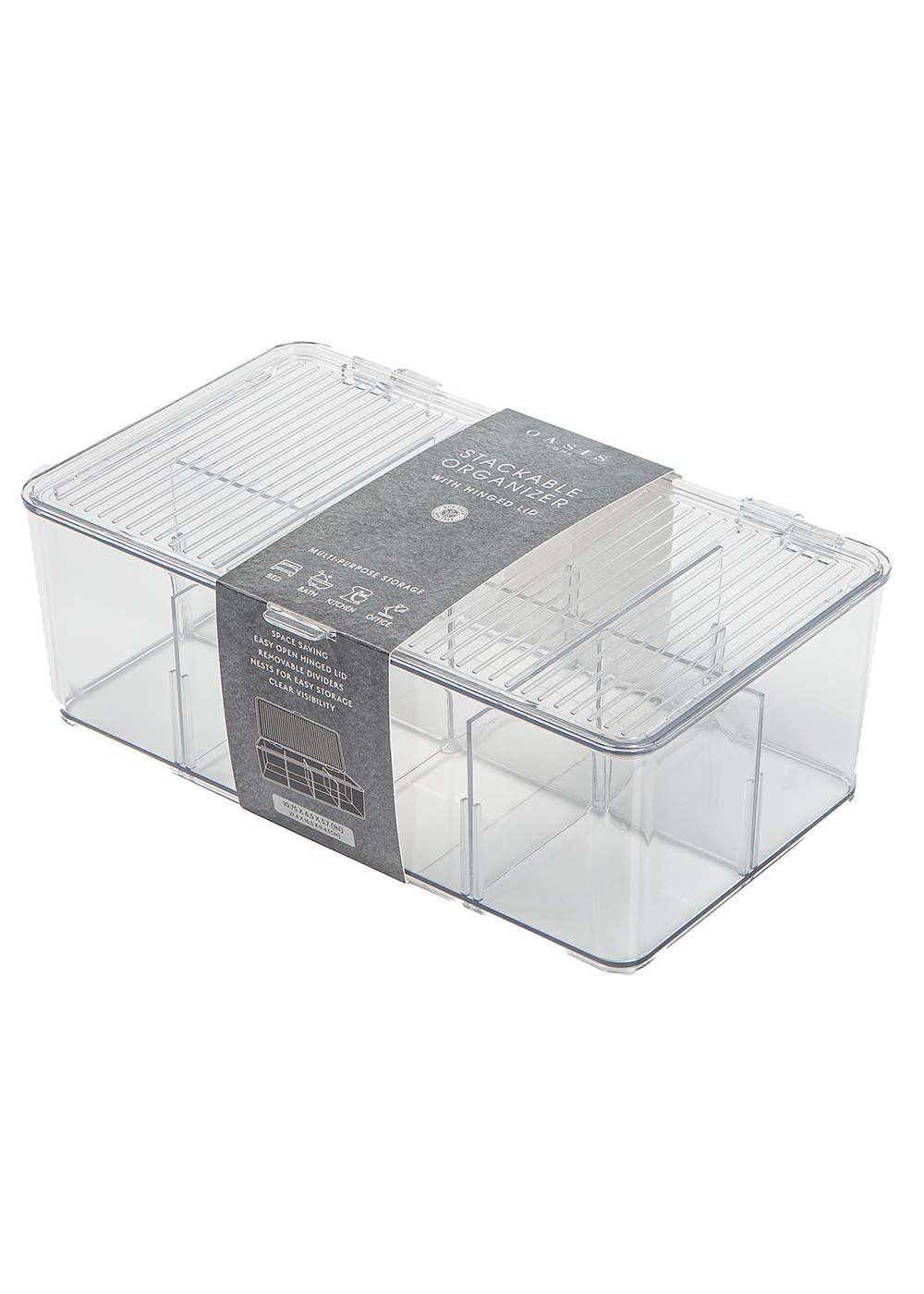 Oasis Home Stackable Organizer with Hinged Lid & Divider; image 3 of 3