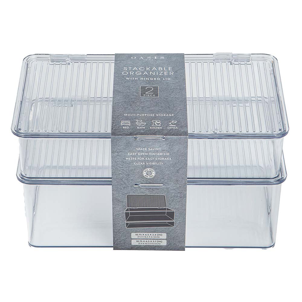 Oasis Home Stackable Organizer with Hinged Lid Shop Storage bins at HEB