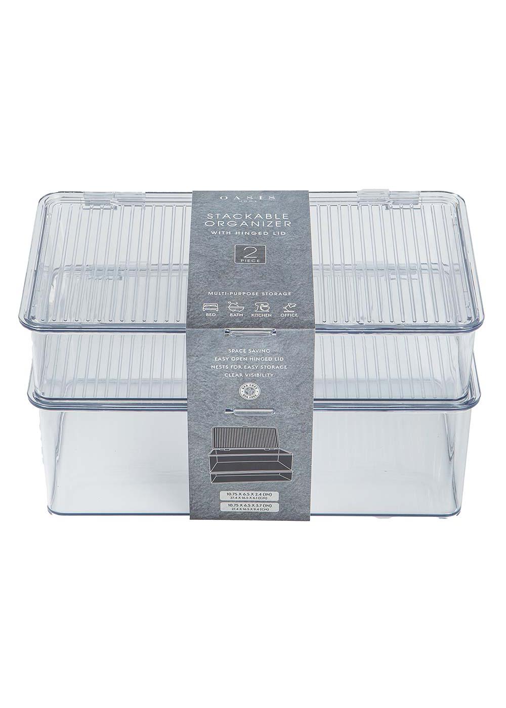 Oasis Home Stackable Organizer with Hinged Lid; image 1 of 3