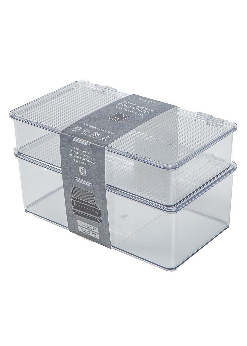 Oasis Home Stackable Organizer with Hinged Lid Shop Storage bins at HEB