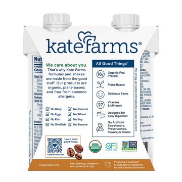 Kate Farms 16g Protein Nutrition Shakes 4 pk Bottles - Coffee