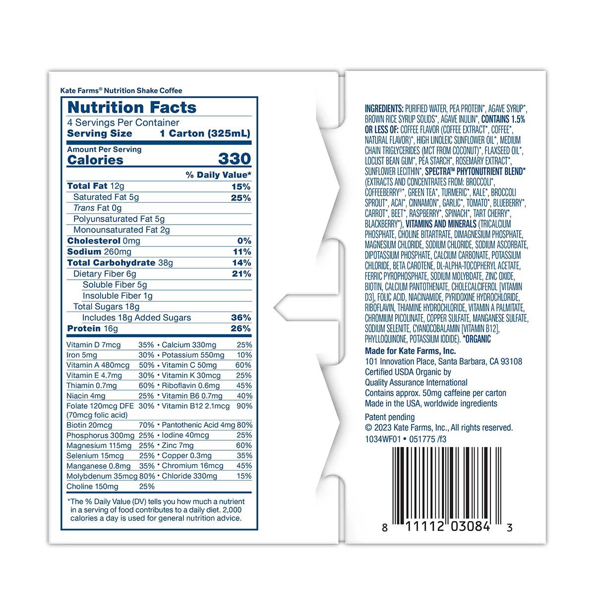 Kate Farms Organic Kids Nutrition Shake - Chocolate, 8g Protein (Pack Of 12)