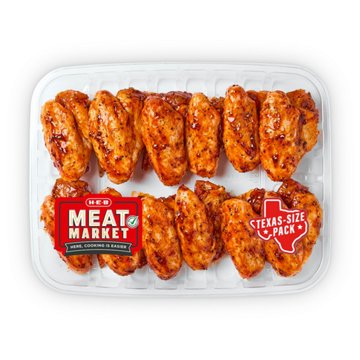 H-E-B Meat Market Marinated Whole Chicken Wings - Smoky BBQ - Texas-Size Pack
