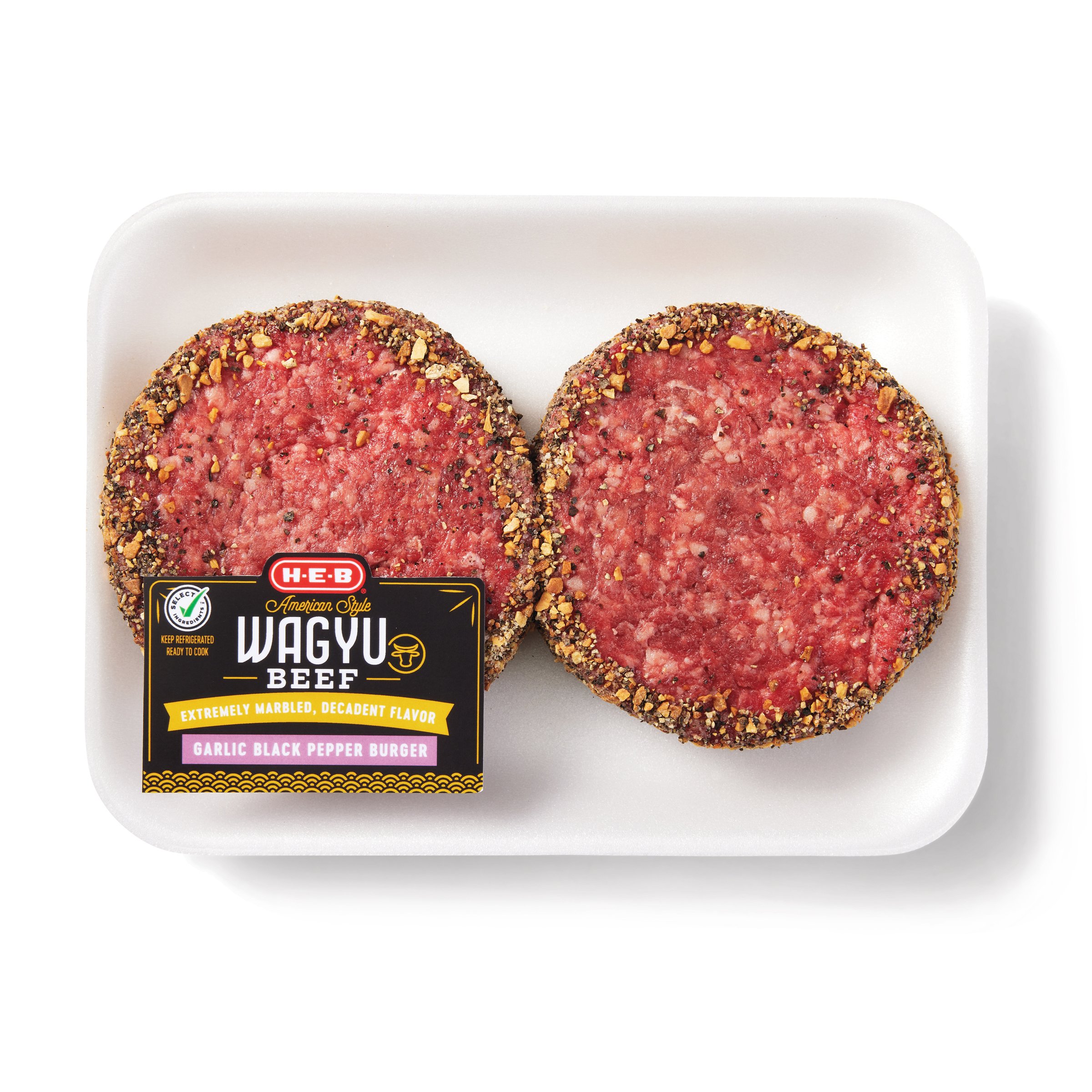 H-E-B American Style Wagyu Beef Garlic Black Pepper Encrusted Burgers ...