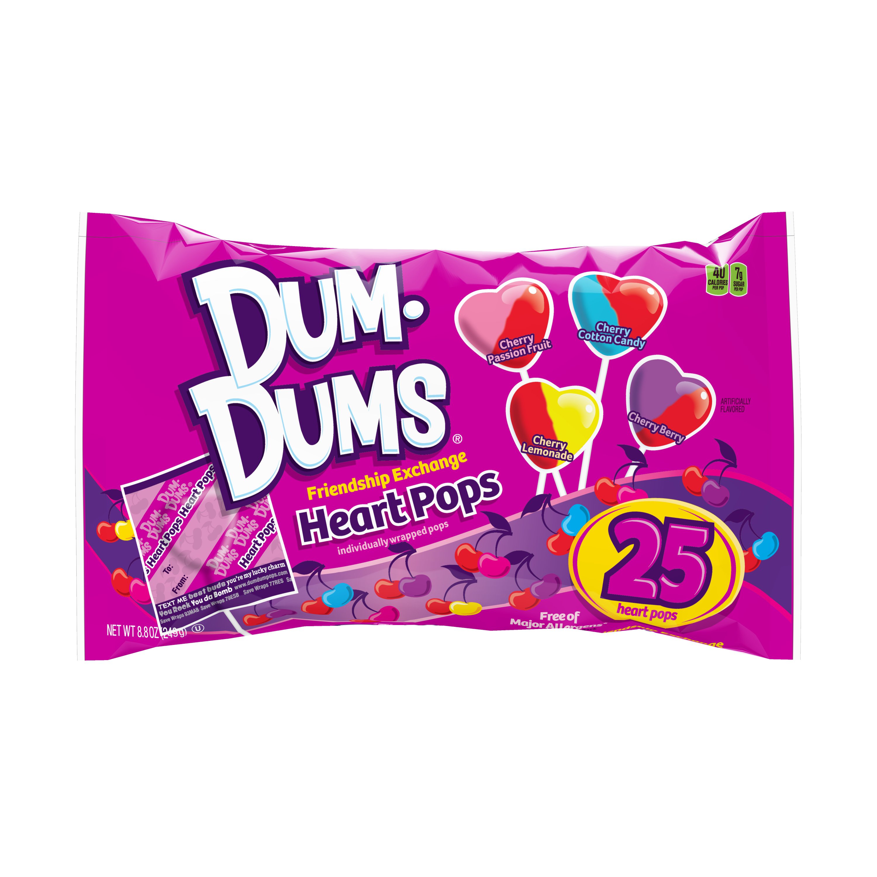 Dum Dums Heart Pops Valentine Friendship Exchange Candy - Shop Candy at 