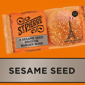 St Pierre Sesame Seed Brioche Burger Buns, 4 ct