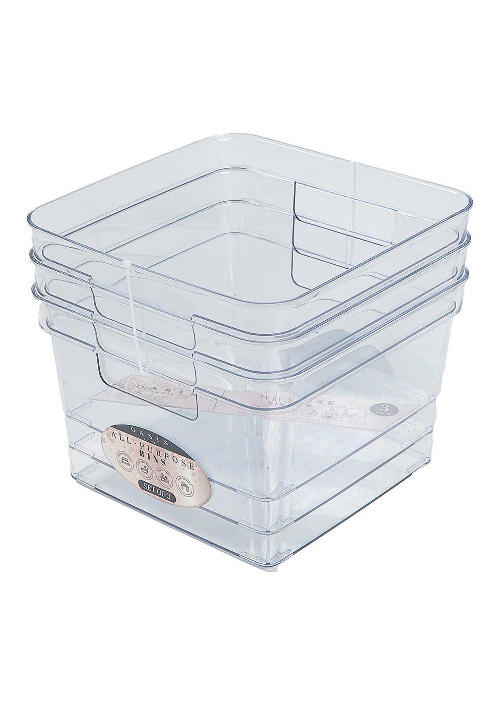 3-Piece All Purpose Clear Storage Bins