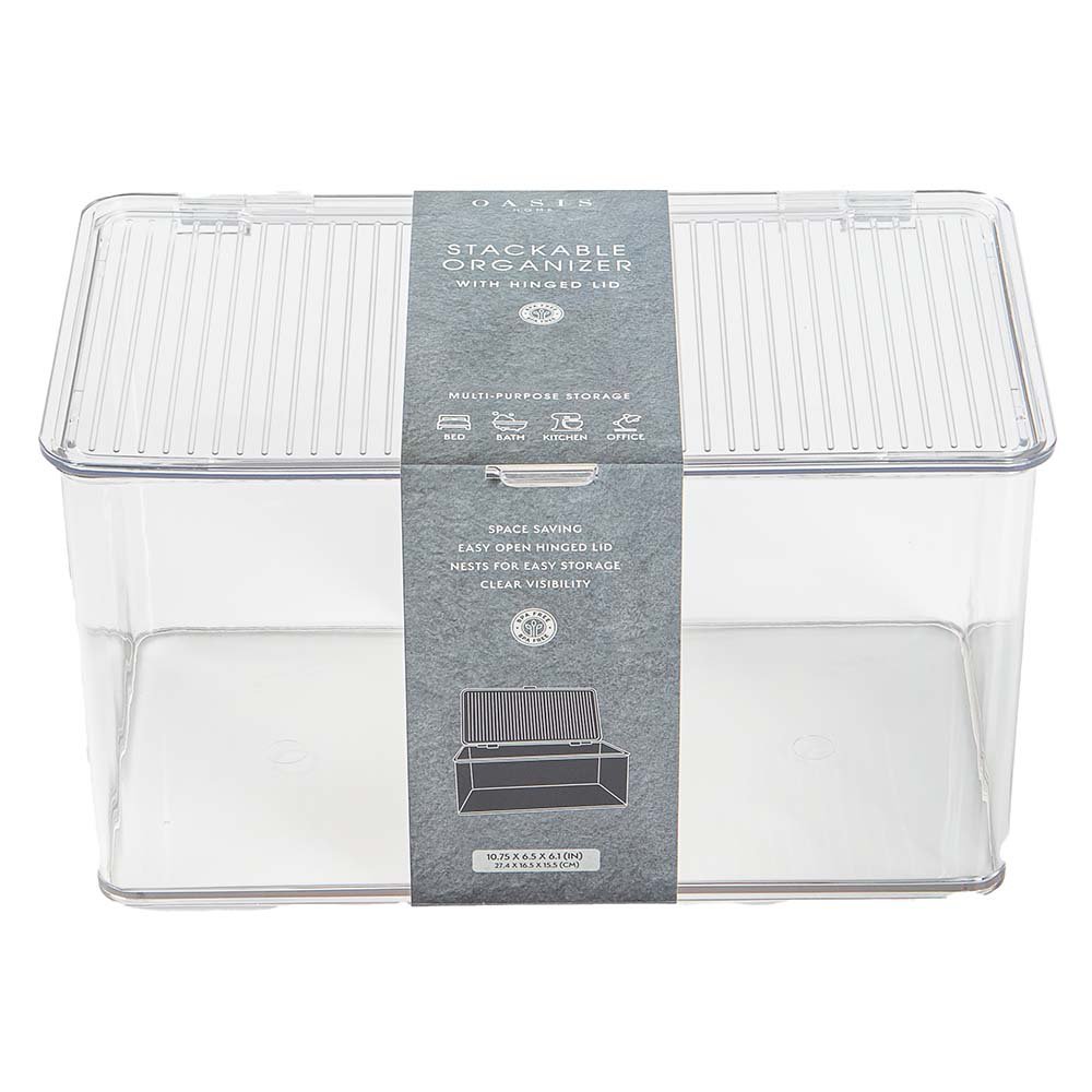 Oasis Home Stackable Organizer with Hinged Lid Shop Storage bins at HEB