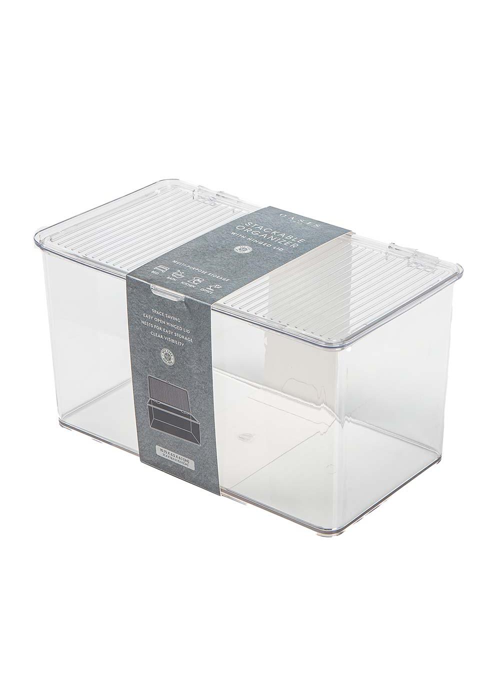 Oasis Home Stackable Organizer with Hinged Lid Shop Storage bins at HEB