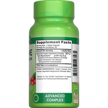 Nature's Truth Berberine Ceylon Cinnamon Complex 2000mg Capsules, 50 ct