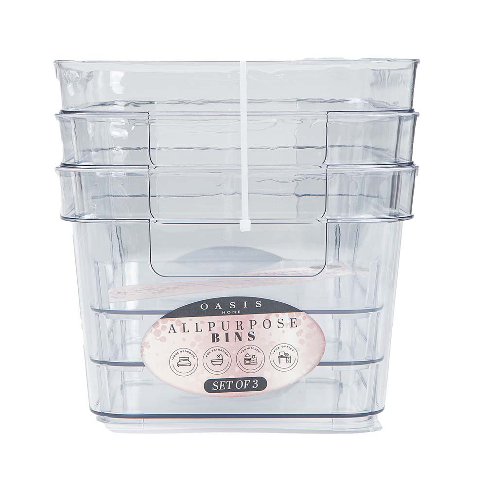 Oasis Home Rectangular All Purpose Bins, 3 Pc Shop Storage bins at HEB