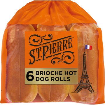 St Pierre Brioche Hot Dog Rolls, 6 ct