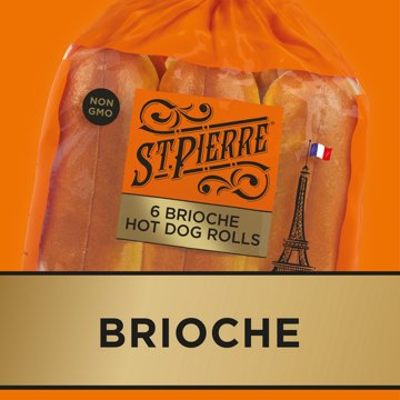 St Pierre Brioche Hot Dog Rolls, 6 ct