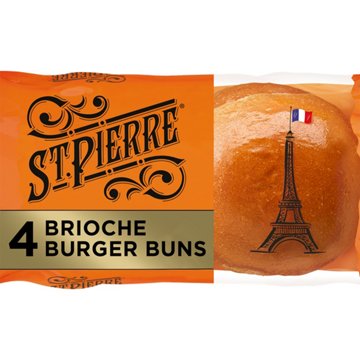 St Pierre Brioche Burger Buns, 4 ct