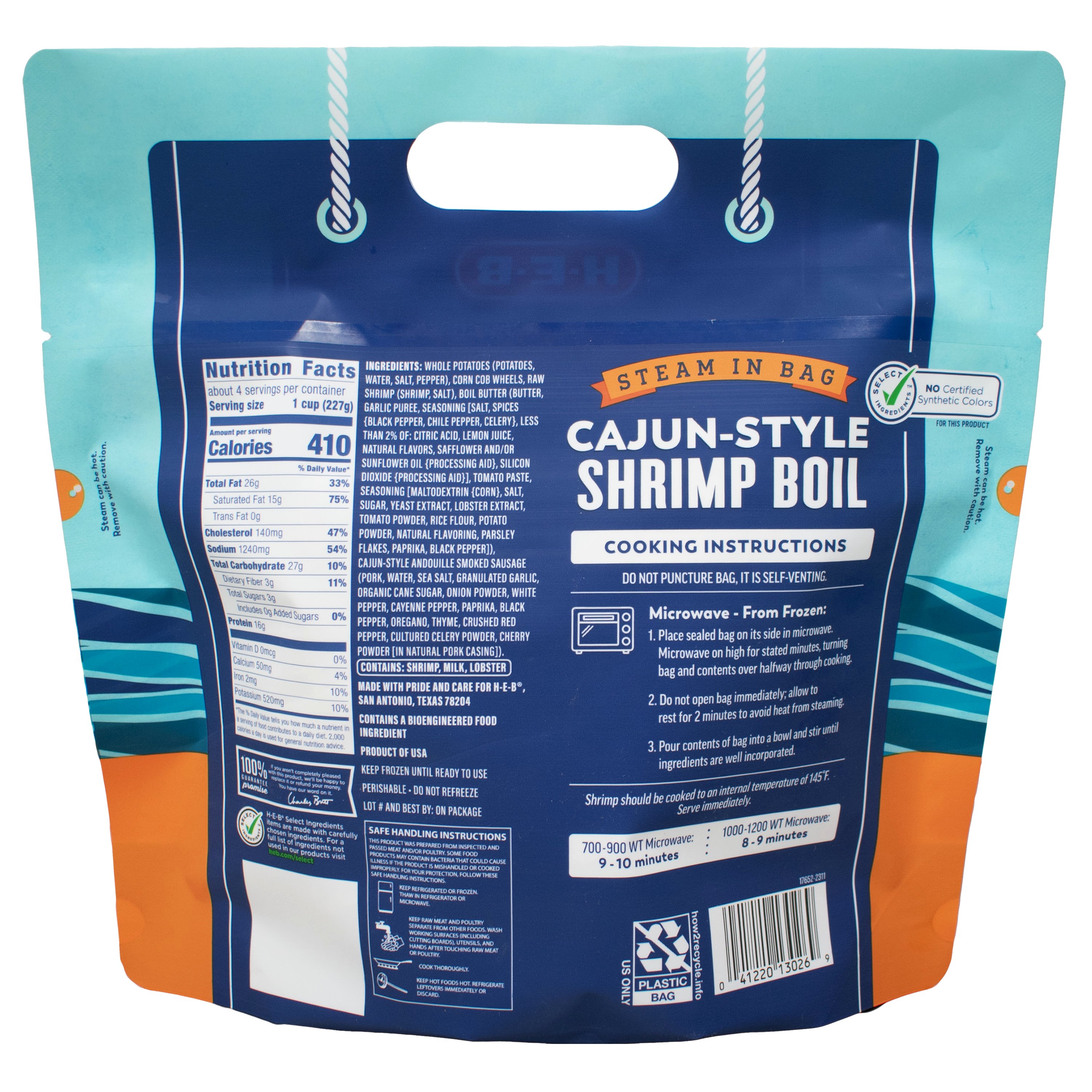 H-E-B Frozen Steamable Cajun-Style Shrimp Boil - Shop Entrees & Sides ...