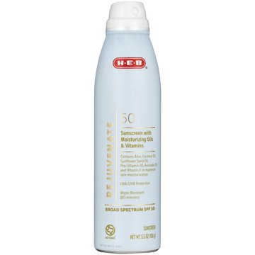 H-E-B SPF 50 Rejuvenate Sunscreen Spray with Aloe, Coconut & Vitamins - Oxybenzone Free