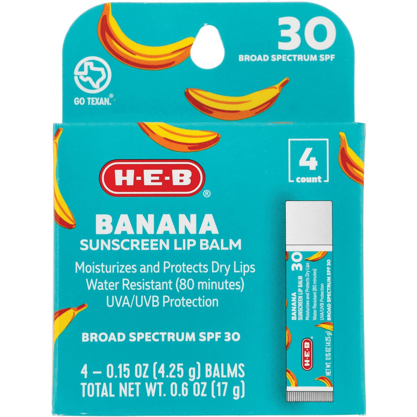 H-E-B Banana Sunscreen Lip Balm - SPF 30; image 1 of 2