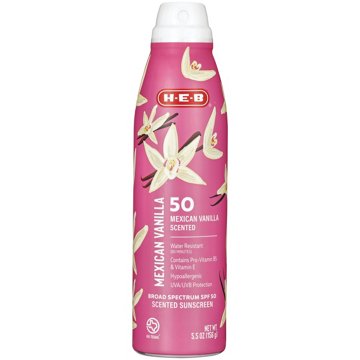 H-E-B Oxybenzone Free Mexican Vanilla Sunscreen Spray – SPF 50, 5.5 oz