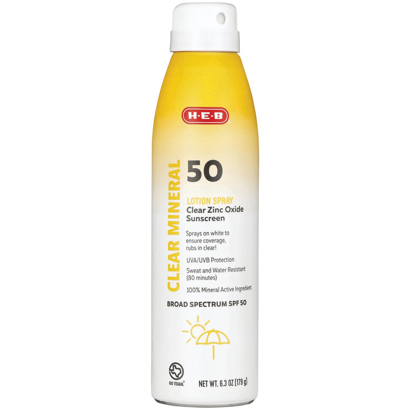 H-E-B Zinc Oxide Mineral Sunscreen Spray – SPF 50; image 1 of 2