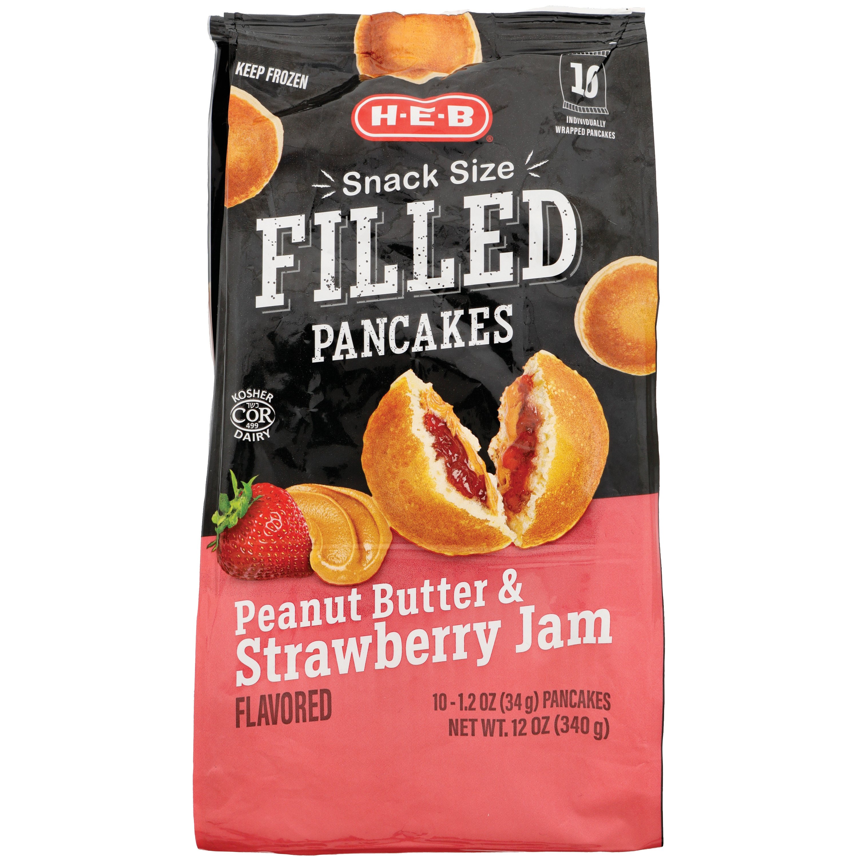 H-E-B Frozen Snack-Size Filled Pancakes – Peanut Butter & Strawberry ...