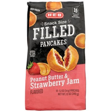 H-E-B Frozen Snack-Size Filled Pancakes – Peanut Butter & Strawberry Jam, 10 ct