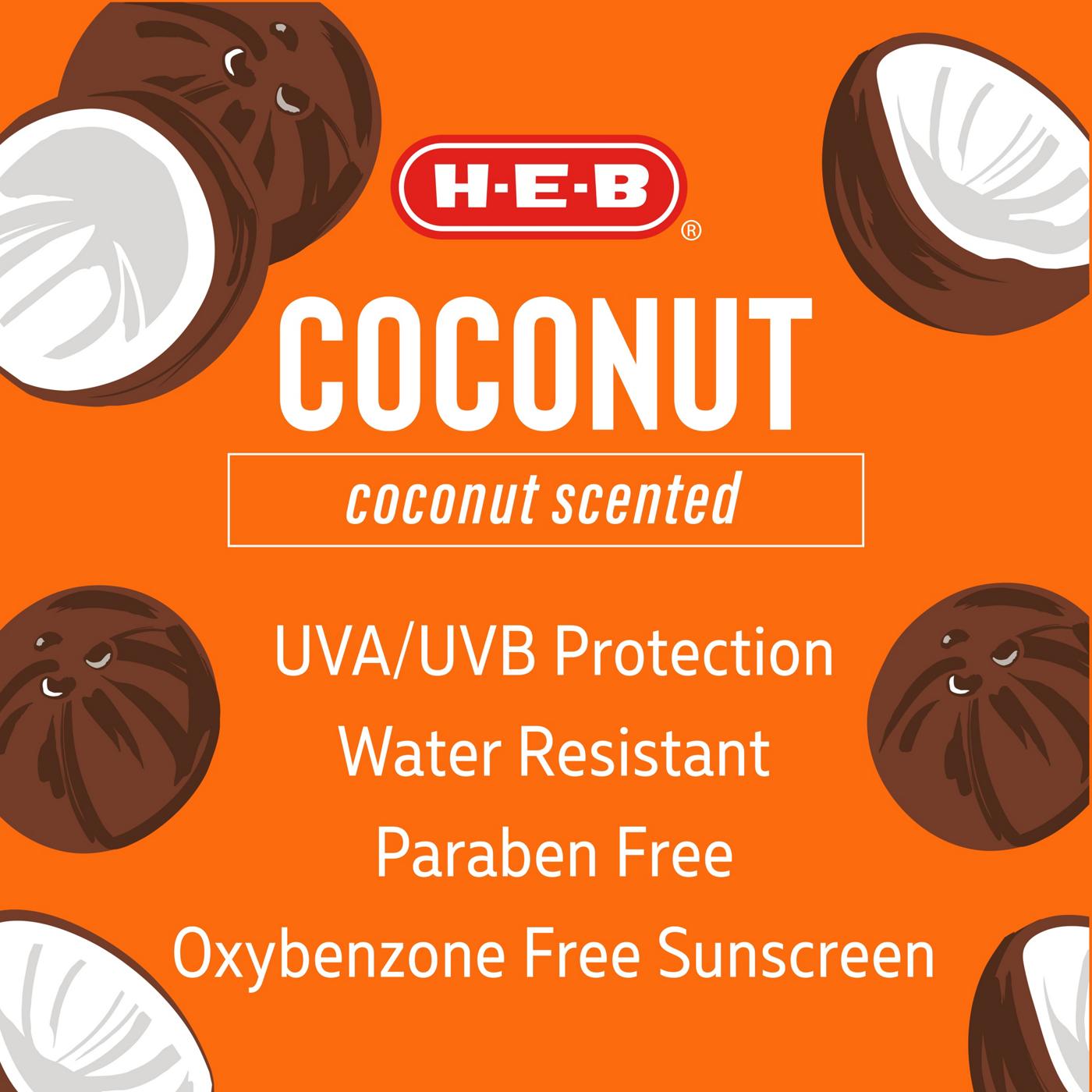 H-E-B Travel Size Oxybenzone Free Coconut Sunscreen Spray – SPF 50; image 2 of 3