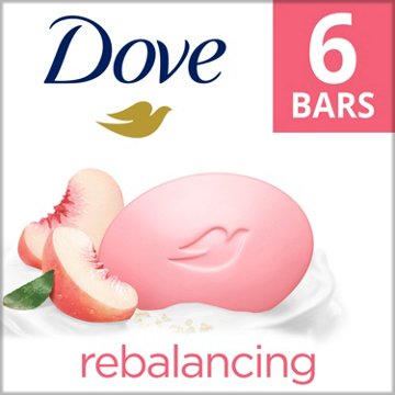 Dove Rebalancing Beauty Bar - White Peach & Rice Milk, 6 PK