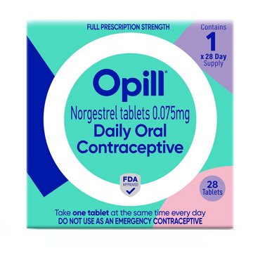 Opill Daily Oral Contraceptive Norgestrel Tablets - 0.075 mg, 28 ct