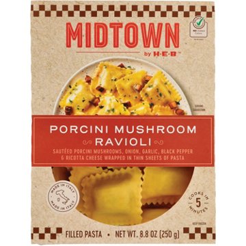 Midtown by H-E-B Frozen Porcini Mushroom Ravioli Filled Pasta, 8.8 oz