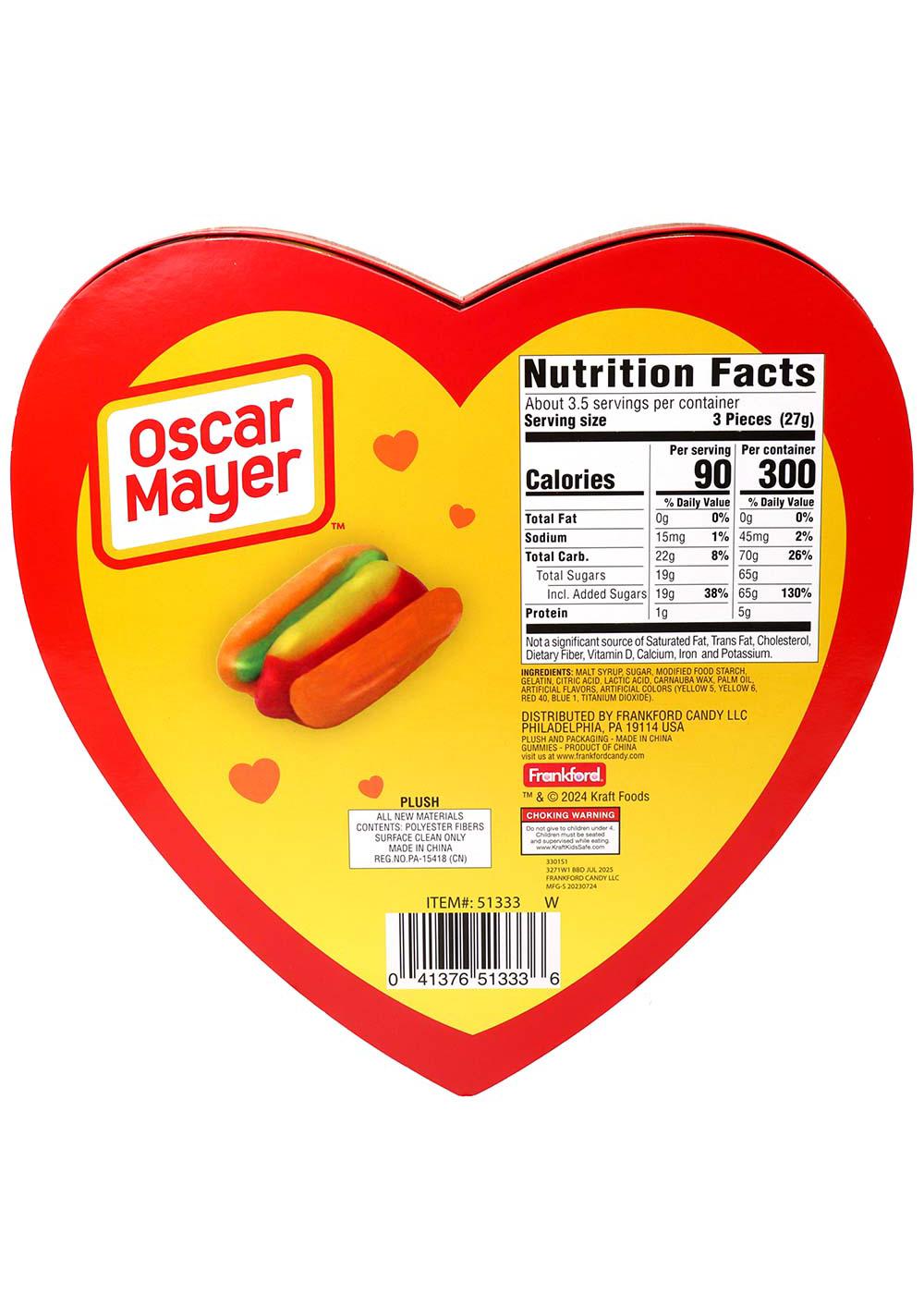 Frankford Oscar Mayer Gummy Candy & Hot Dog Plush Valentine's Gift Box; image 2 of 2