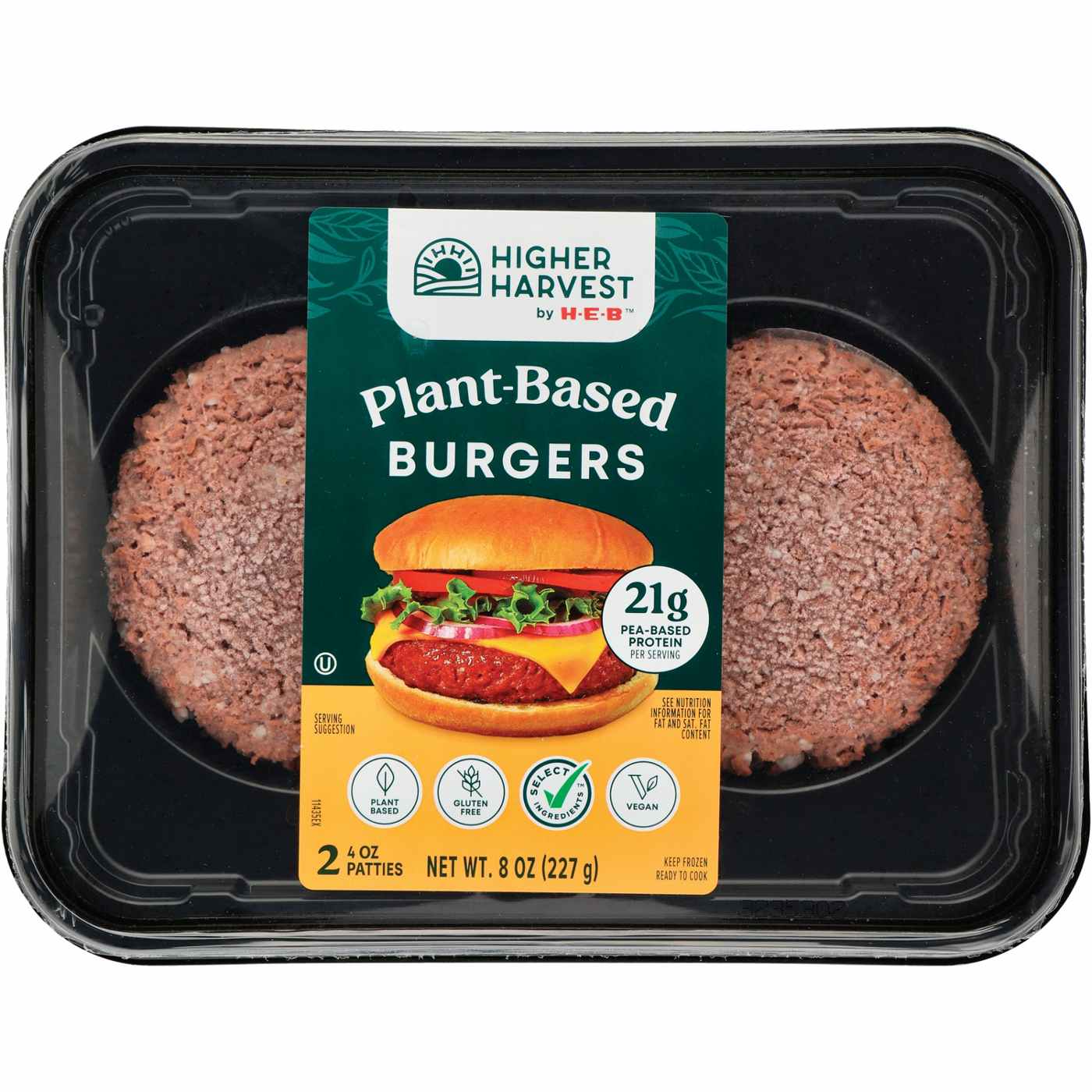 Higher Harvest by H-E-B Frozen Plant-Based Burger Patties; image 1 of 2