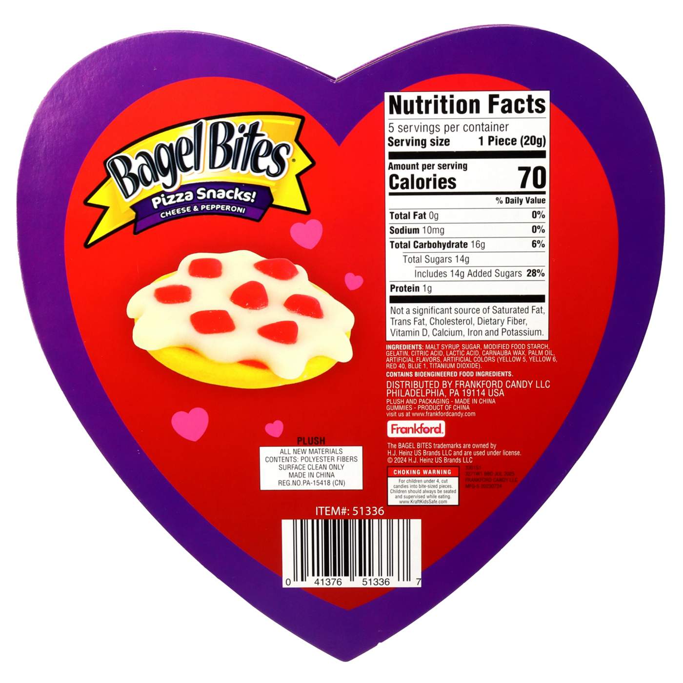 Frankford Bagel Bites Gummy Candy Pizza Plush Valentine's Gift Box; image 2 of 2