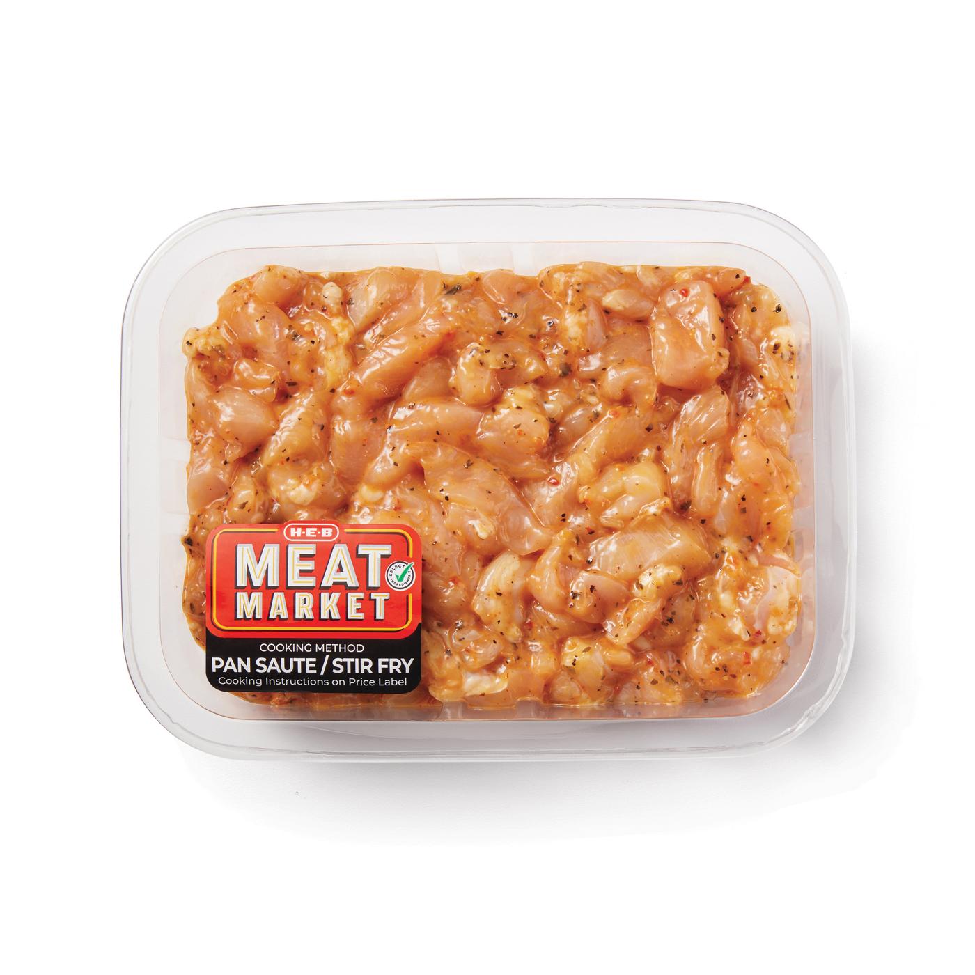 H-E-B Meat Market Marinated Diced Chicken – Southwest-Style; image 1 of 3