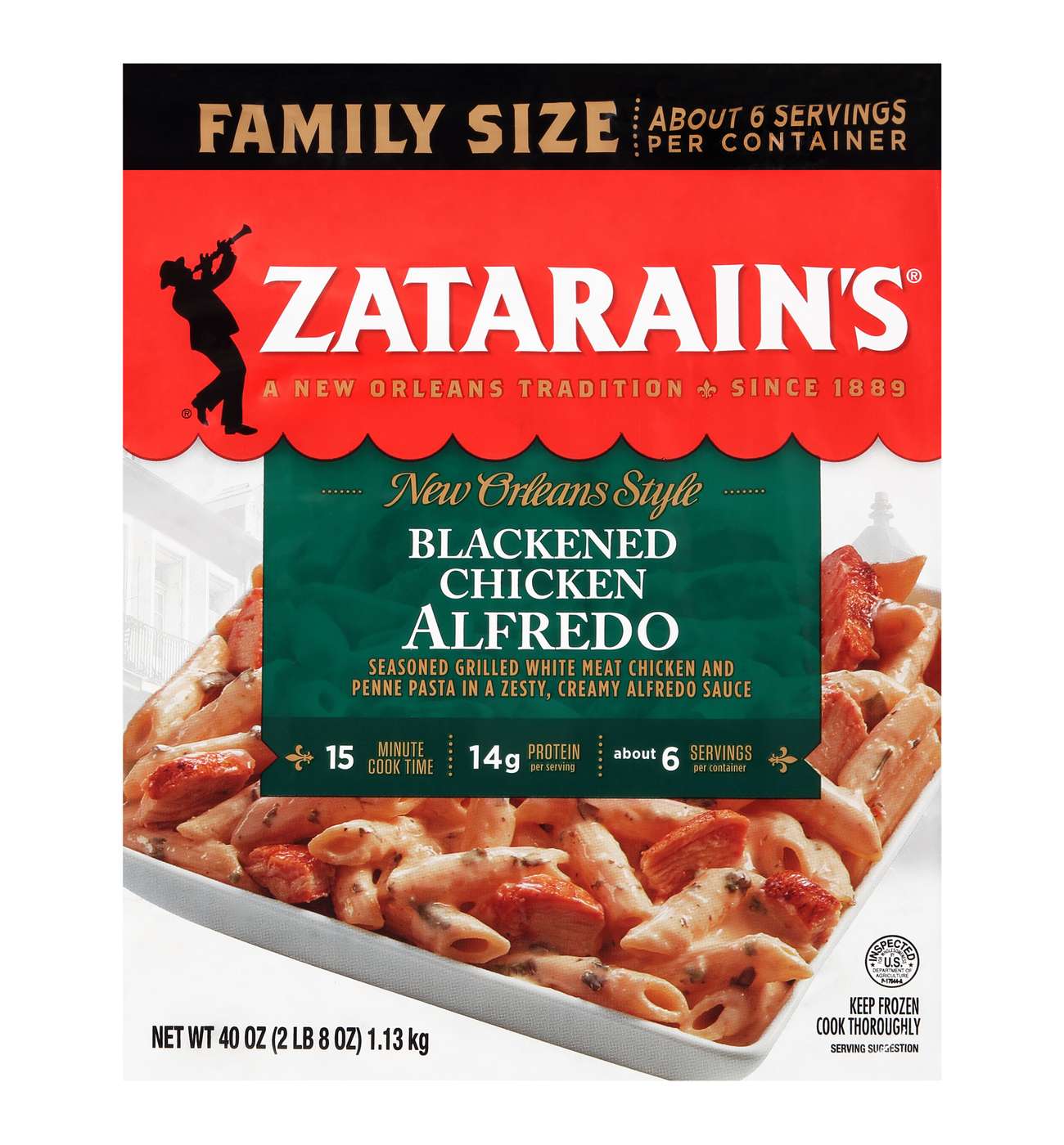 Zatarain's Frozen Blackened Chicken Alfredo - Family-Size; image 1 of 4