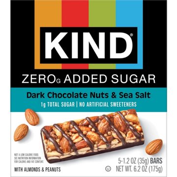 Kind Zero Added Sugar Bars - Dark Chocolate Nuts and Sea Salt